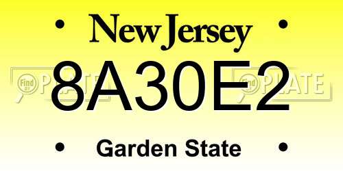 8A30E2 New Jersey License Plate