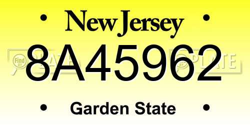 8A45962 New Jersey License Plate