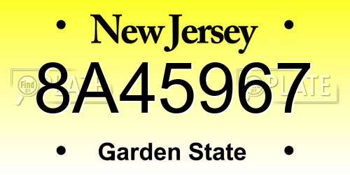 8A45967 New Jersey License Plate