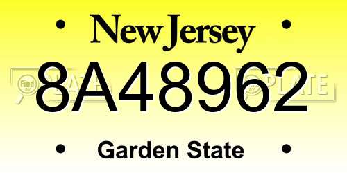 8A48962 New Jersey License Plate