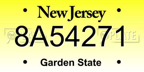 8A54271 New Jersey License Plate