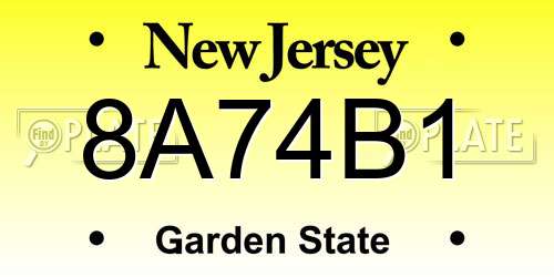 8A74B1 New Jersey License Plate
