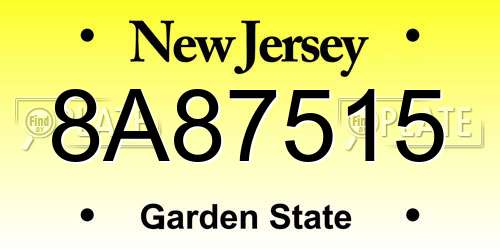 8A87515 New Jersey License Plate