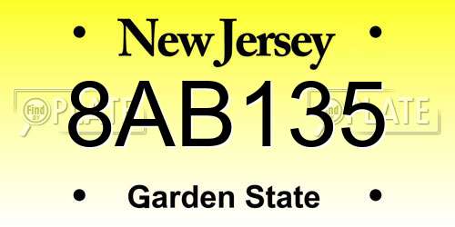8AB135 New Jersey License Plate