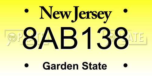 8AB138 New Jersey License Plate