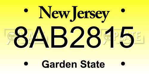 8AB2815 New Jersey License Plate
