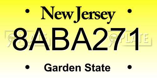 8ABA271 New Jersey License Plate
