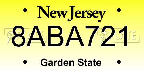 8ABA721 New Jersey License Plate