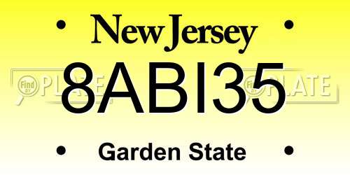 8ABI35 New Jersey License Plate