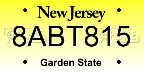 8ABT815 New Jersey License Plate