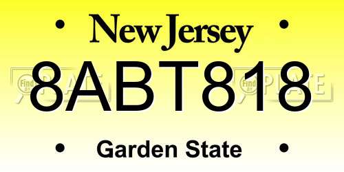 8ABT818 New Jersey License Plate