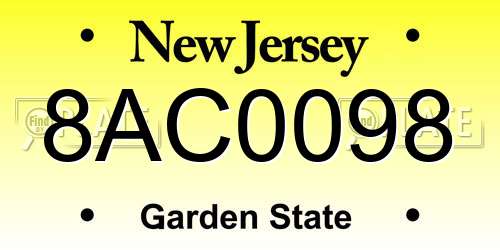 8AC0098 New Jersey License Plate