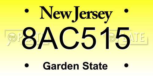 8AC515 New Jersey License Plate