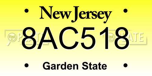 8AC518 New Jersey License Plate