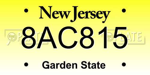 8AC815 New Jersey License Plate