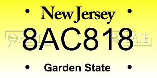 8AC818 New Jersey License Plate