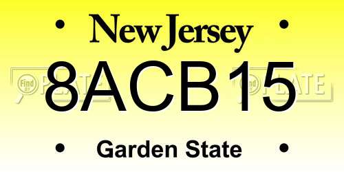 8ACB15 New Jersey License Plate