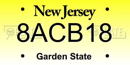 8ACB18 New Jersey License Plate