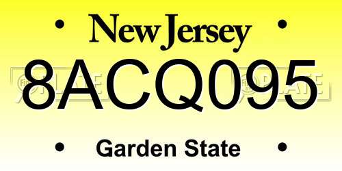 8ACQ095 New Jersey License Plate
