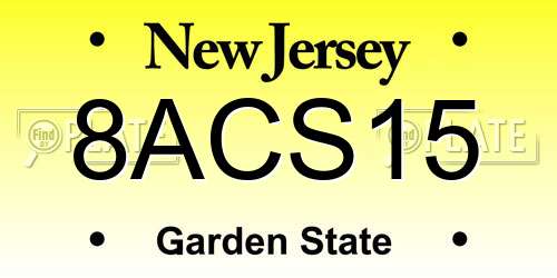 8ACS15 New Jersey License Plate
