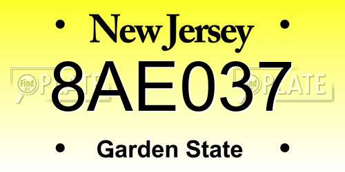 8AE037 New Jersey License Plate