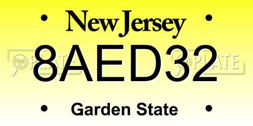8AED32 New Jersey License Plate