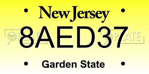 8AED37 New Jersey License Plate