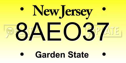 8AEO37 New Jersey License Plate