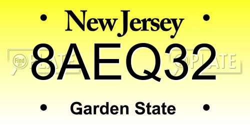 8AEQ32 New Jersey License Plate
