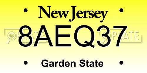 8AEQ37 New Jersey License Plate