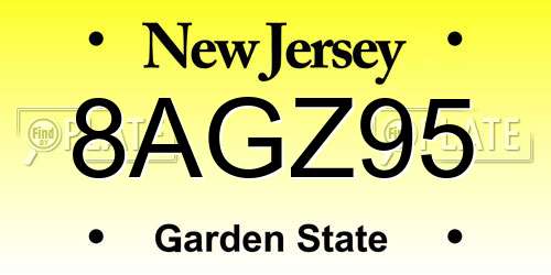 8AGZ95 New Jersey License Plate