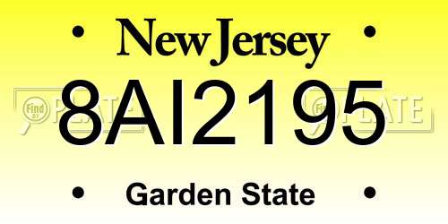 8AI2195 New Jersey License Plate