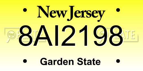 8AI2198 New Jersey License Plate