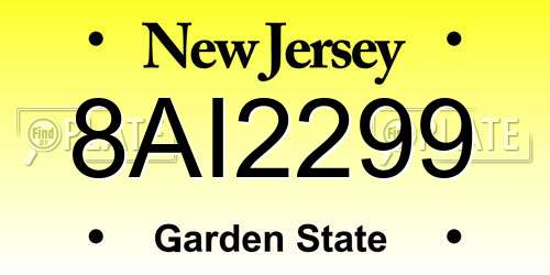 8AI2299 New Jersey License Plate
