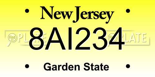 8AI234 New Jersey License Plate