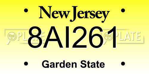 8AI261 New Jersey License Plate