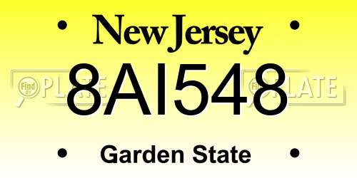 8AI548 New Jersey License Plate
