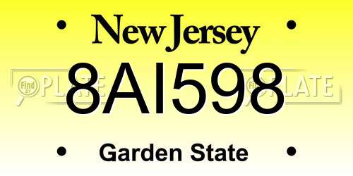 8AI598 New Jersey License Plate