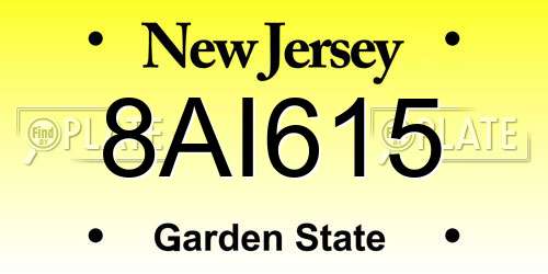 8AI615 New Jersey License Plate
