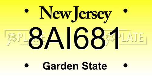 8AI681 New Jersey License Plate