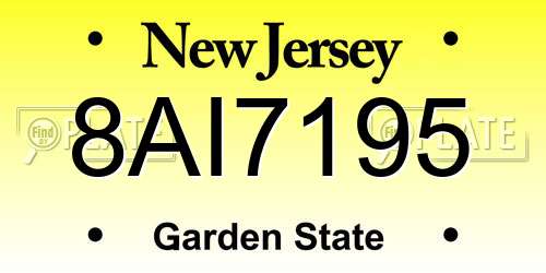8AI7195 New Jersey License Plate