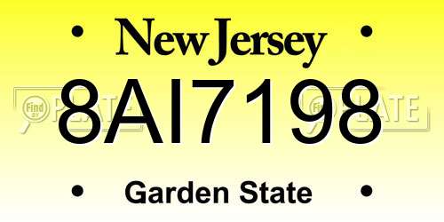 8AI7198 New Jersey License Plate