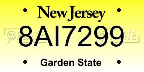 8AI7299 New Jersey License Plate