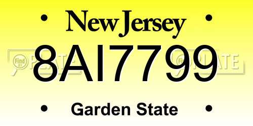 8AI7799 New Jersey License Plate