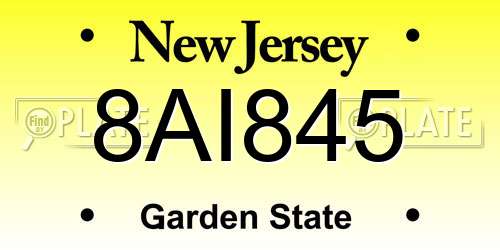 8AI845 New Jersey License Plate