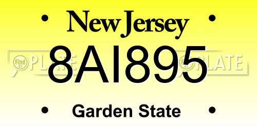 8AI895 New Jersey License Plate