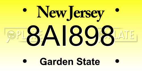 8AI898 New Jersey License Plate
