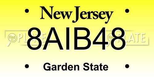 8AIB48 New Jersey License Plate