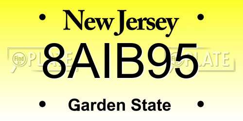 8AIB95 New Jersey License Plate