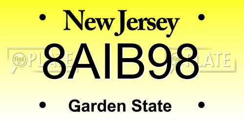 8AIB98 New Jersey License Plate